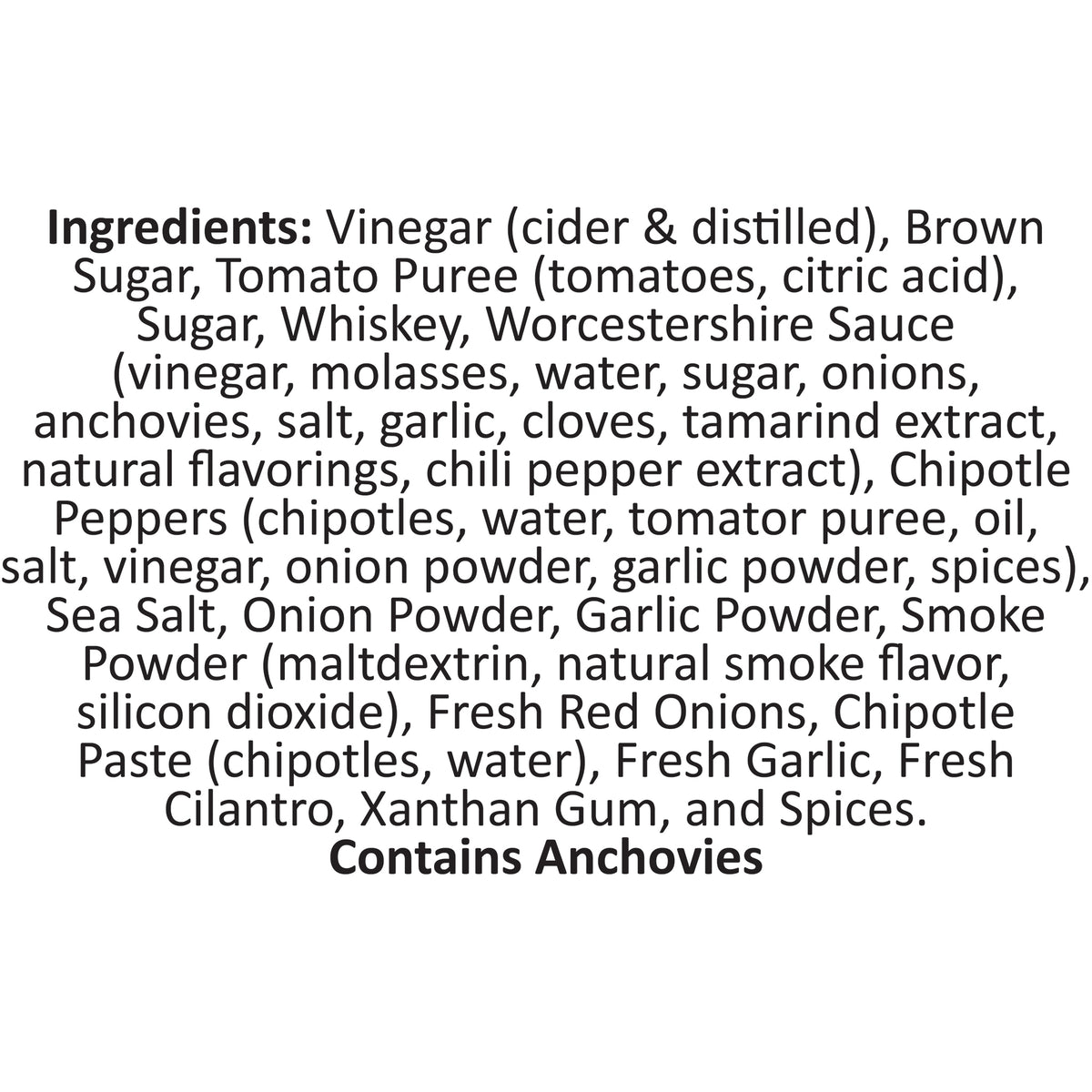 Golden Toad BBQ Finishing Sauce Ingredients